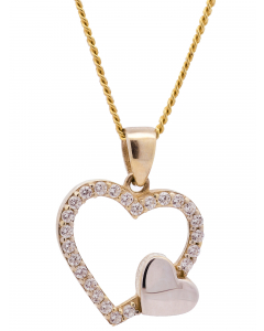 223.95 Anhänger Herz mit Zirkonia mit Kette 1,1 mm 333-8 Karat Gold 904-AN159539-SET Herz Anhänger