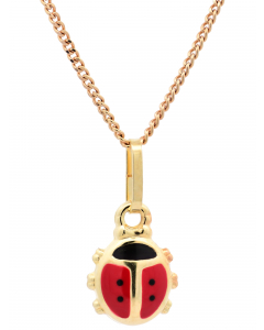 110.95 Anhänger Marienkäfer mit Kette 1,1 mm 333-8 Karat Gold 904-AN26438-SET Goldketten