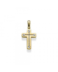 1253.95 Anhänger Kreuz massiv Gold - 585 14 Karat Gelbgold und Weißgold 998.626.00311.1 Kreuz Anhänger