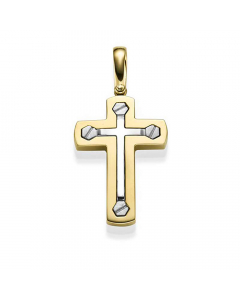 1454.95 Anhänger Kreuz massiv Gold - 585 14 Karat Gelbgold und Weißgold 998.626.00312.1 Kreuz Anhänger