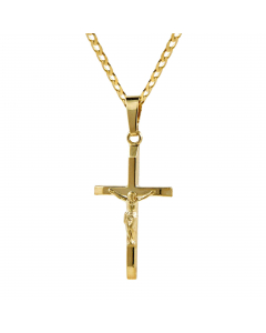 452.95 Anhänger Kreuz 375 9 Karat Gold mit Kette 2,6 mm 333 Gold 55 cm 904-13644-333-26-SET Goldketten