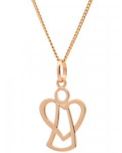300.95 Anhänger Engelchen mit Herz mit 1,1 mm Goldkette 585-14 Karat Gold 998.626.00128.1.KS-SET Engel und Elfen Anhänger aus Gold