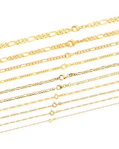 142.95 Massive Goldkette Figarokette diamantiert Halskette 333 - 8 Karat Gold 907-FIGARO333-SET