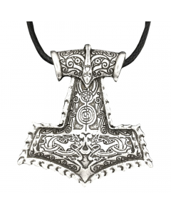 11.95 Thorhammer Anhänger Schmuck Wikinger Zinn Viking mit Band Thorhammer 921-PD28 Wikinger Anhänger aus Silber