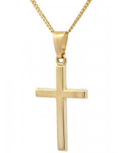 283.95 Gold Anhänger Kreuz 27 * 12 mm mit Kette massiv 585 - 14 Karat Gold 904-AN79074-SET Kreuz Anhänger aus Gold