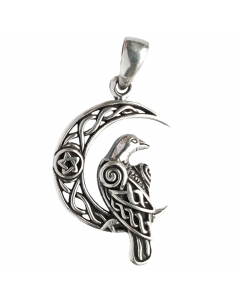 23.95 Wikinger Anhänger Rabe auf Mond keltische Knoten 925er Silber 32 mm 900-AV83