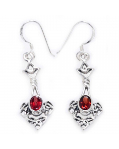 32.95 Ohrhänger, Ohrringe Celtic Roter Granat Kristallstein 925er Silber 900-OH1