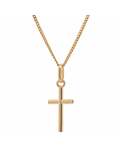 42.95 Anhänger Kreuz massiv 333 -8 Karat Gold mit vergoldeter Silberkette 905-6371-VG-SET-PL