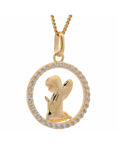 87.95 Anhänger Engel massiv 333 -8 Karat Gold mit vergoldeter Silberkette 905-6586-VG-SET-PL