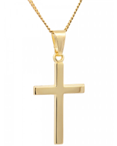 74.95 Anhänger Kreuz massiv 333 -8 Karat Gold mit vergoldeter Silberkette 904-77321-VG-SET-PL Kreuz Anhänger aus Gold