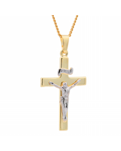 164.95 Anhänger Kreuz massiv 333 -8 Karat Gold mit vergoldeter Silberkette 904-54063-VG-SET-PL