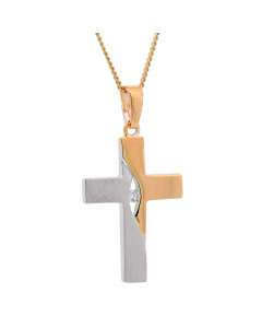 42.95 Vergoldete Halskette Kreuz mit Zirkonia mit Kette Silber vergoldet 904-126707-VG-SET-PL