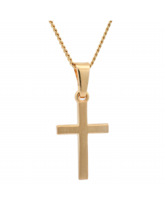 34.95 Vergoldete Halskette Kreuz seidenmatt mit Kette 925 Silber vergoldet 964-55950-VG-SET-PL