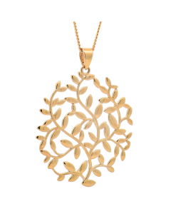 516.95 Halskette Anhänger Olivenzweig mit 1,1 mm Goldkette 585-14 Karat Gold 998.S626.00115.1.SET