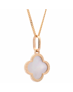 366.95 Anhänger Blume klein Perlmutt mit 1,1 mm Goldkette 585-14 Karat Gold 998.S626.00427.1.SET