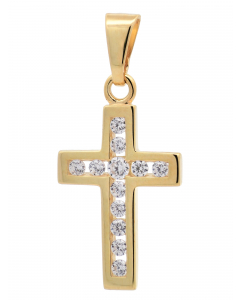 101.95 Gold Anhänger Kreuz mit 12 Zirkonia Steinen massiv 333 - 8 Karat Gold 904-AN50038