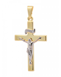 286.95 Gold Anhänger Kreuz Korpus massiv 585 - 14 Karat Gold rhodiniert 904-AN13639