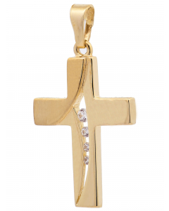 239.95 Kettenanhänger Gold Anhänger Kreuz Zirkonia massiv 333 - 8 Karat Gold 904-KR189097