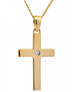 831.95 Anhänger Kreuz Brillant 585-14 Karat Gold mit vergoldeter Silberkette 904-AN100326-VG-SET-PL