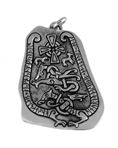 87.95 Runenstein-Amulett gross Schmuck Anhänger Silber Runen Wikinger 35x48m 949-VP57_Runenstein