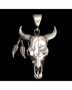 92.95 Büffelschädel sehr groß Schmuck Anhänger Silber 65x38mm (inklusive Auf 949-IP1-Bueffel
