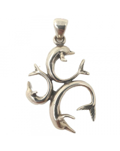 22.95 Drei Delphine Schmuck Anhänger 925er Silber - Delfin - 39x25mm 923-20015