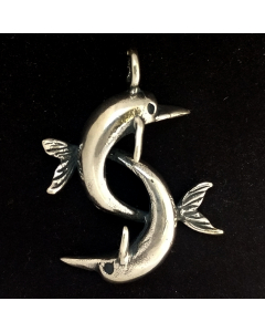 20.95 Zwei Delphine Schmuck Anhänger 925er Silber - Delfin - 31x25mm 923-20060 SIGO2023