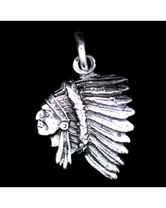 11.95 Häuptlingkopf klein Schmuck Anhänger 925er Silber 18x20mm 949-IP23-Indianer SIGO2023
