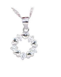 32.95 Edler Herz Anhänger mit fünf Steinen Zirkonia Crystal mit Kette 925 S 970-D003 Anhänger mit Zirkonia Kristall