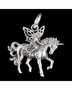 27.95 Elfe Einhorn Schmuck Anhänger 925er Silber Einhorn Elfen Feen 32x30mm 933-GJP015 Einhorn Anhänger aus Silber