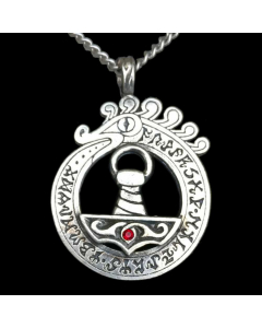 24.95 Thors Hammer mit Weltenschlange Anhänger Schmuck Thorhammer 47x33mm 910-BIF138 Halbedelmetall