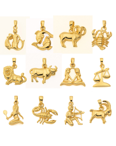 Anhänger Sternzeichen Motive 585 - 14 kt Gelbgold wahlweise mit massiver Goldkette