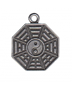 10.95 Feng Shui Anhänger: Das Yin Yang Ba Gua Yin Mit Kordel Band 28x22mm 909-FS08 Halbedelmetall