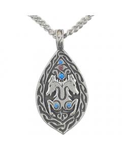 34.95 Zweifaches Sachsen Pferd Anhänger Schmuck - Pferd - 45x23mm 910-BIF76 Halbedelmetall