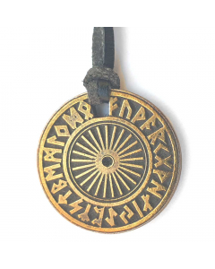 11.95 Futhark Anhänger Schmuck Kreis der Runen Runenrad 26mm 909-AZ58 Halbedelmetall