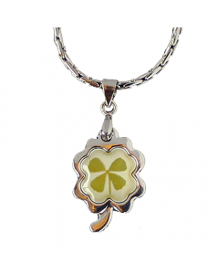 12.95 Glücksklee-Anhänger Kleeblatt + Kette - Glück , Pflanzen - 22x15mm 915-FLE01 Halbedelmetall