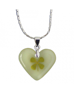 12.95 Glücksklee-Anhänger Herz + Kette - Glück , Pflanzen - 22x18mm 915-FLE12 Halbedelmetall