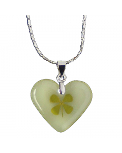 12.95 Glücksklee-Anhänger Herz + Kette - Glück , Pflanzen - 22x18mm 915-FLE12 Halbedelmetall