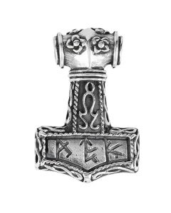 42.95 Thors Hammer mit Binderunen Anhänger Schmuck - Thorhammer - 35x21mm 933-FSP124 Halbedelmetall
