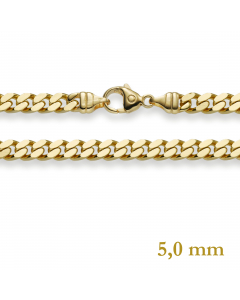 5,0 mm 585 - 14 Karat Gold Halskette Panzerkette 4-seitig diamantiert massiv Gold hochwertige Goldkette - Länge nach Wahl