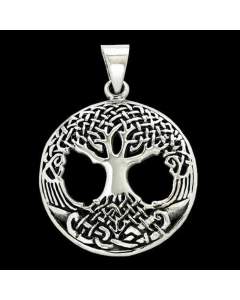 Weltenesche Yggdrasil Schmuck Anhänger 925er Silber - Lebensbaum - Durchmesser 27mm