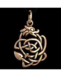 Bronzeanhänger Glücksdrache Dagan Schmuck - Drachen , Keltische Knoten - 29x17mm