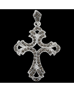 Kreuz mit Markasitsteinen Schmuck Anhänger 925er Silber - Kreuze - 47x29mm