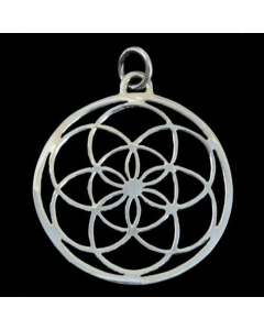 Blume der Erkenntnis groß Anhänger Schmuck 925er Silber - Blume des Lebens - 44x35mm