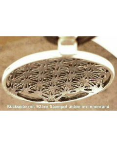Blume des Lebens Anhänger 925 Silber mit ohne Erbskette oder Lederband