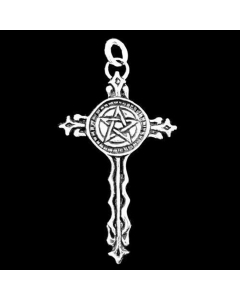 Pentagramm - Kreuz Schmuck Anhänger 925er Silber - Pentagramm - 30x54mm