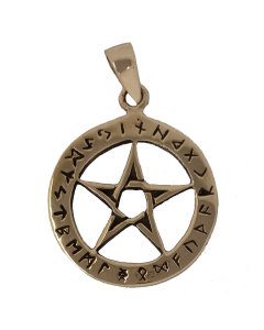 Runen Pentagramm Bronze Anhänger Schmuck - Pentagramm - 34x24mm