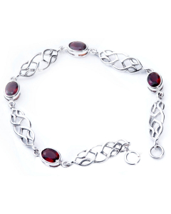 Armkette keltisch roten Steinen 925er Silber Keltischer Knoten Muster Armband