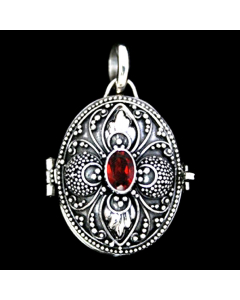 Medaillon mit Granatstein Schmuck Anhänger 925er Silber 32x23mm