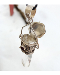 Bergkristall Anhänger Granatstein Schmuck Anhänger 925 Silber Medaillon